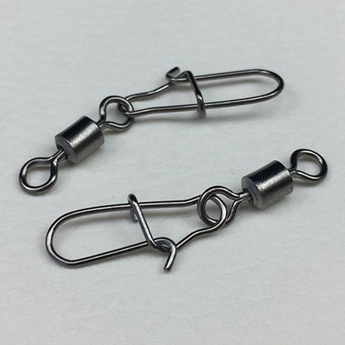 Fishing Tackle Lure Connector Pin Steel Rolling Swivel With Snap Clip 100pcs Lot 