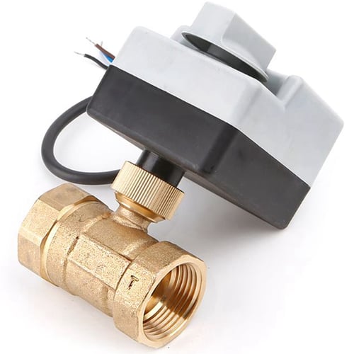 Brass Motorized Ball Valve 3-Wire Control Electric Actuator AC220V Manual Switch 