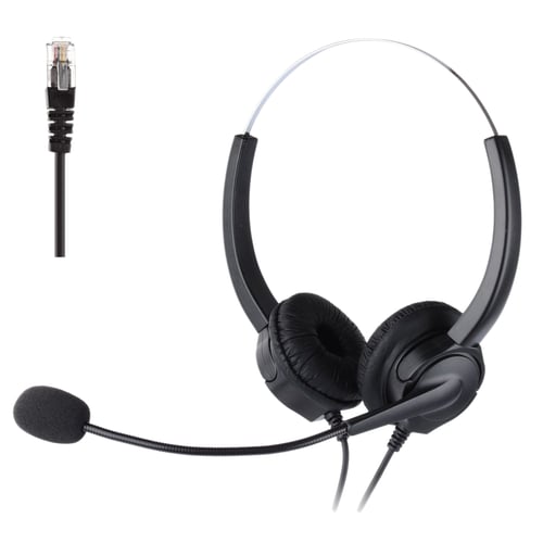 Hands-free Call Center Noise Cancelling Binaural Headset RJ9 With Microphone 