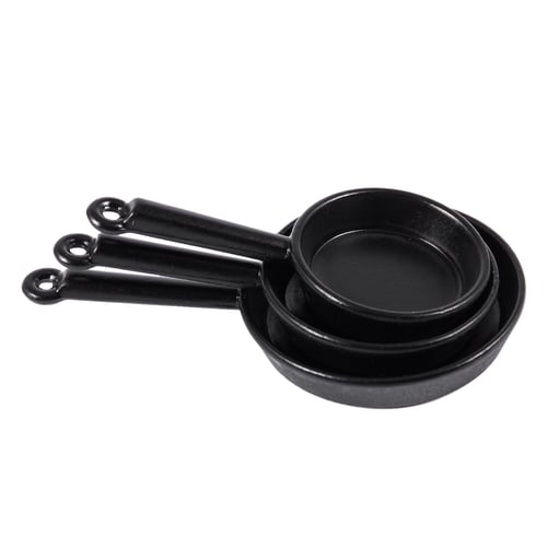 Dolls House Miniature 1:12th Scale black metal cooking pot with removable lid 
