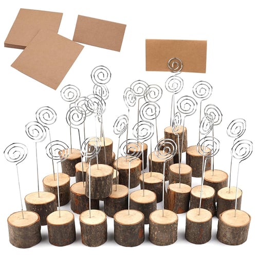 Wedding Table Wooden Place Number Name Card Note Picture Memo Stand Holder Clip 