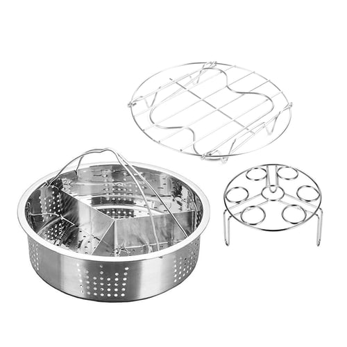 Stainless Steel Pot Steamer Basket Egg Steamer Rack Divider for Pressure Cooker 