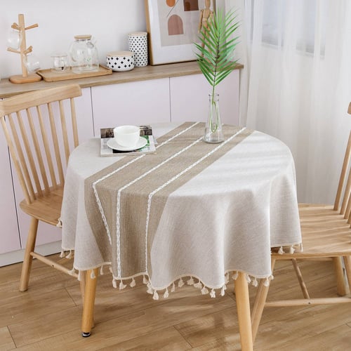 Decorative Table Cloth Cotton Linen, Round Decorator Table Tablecloths