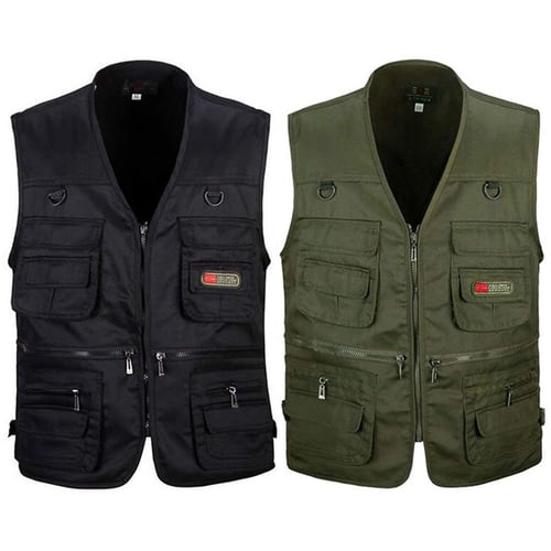 2pcs Multi Pocket Jacket Hunting Waistcoat Mesh Fly Fishing Vest Size XXXXL