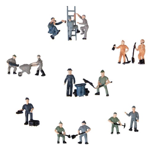 25 piece painted figures 1:87 Figures Railway Miniatures with bucket and 