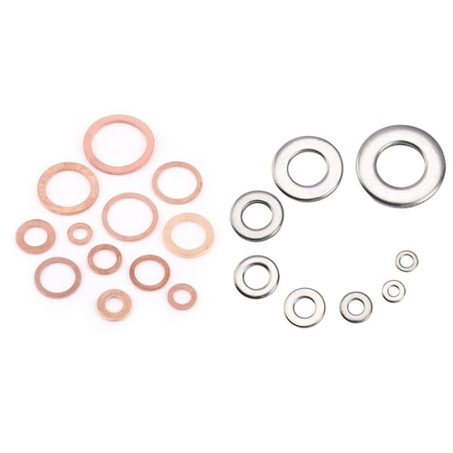 Solid Copper Washer Sealing Flat O-Ring Gaskets M5-M20 Assortment Set Durable 