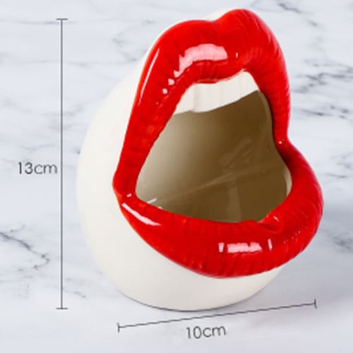 Lips Ceramic Ashtray Creative Flower Pot Trendy Mouth Fashion Gifts 