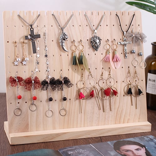 60 Holes Earrings Ear Studs Jewelry Display Stand Rack Board 