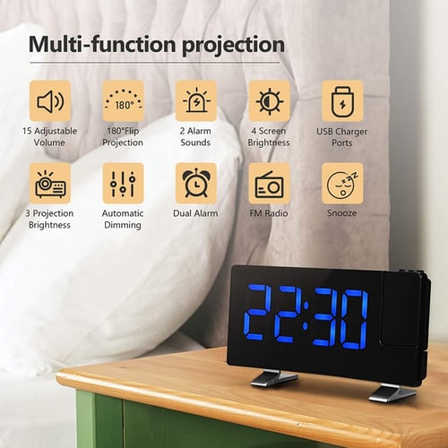 Projection Alarm Clock 7 Inch Led, Alarm Clock With Projection Display