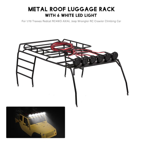 1/10 RC Metal Luggage Roof Rack with 6 LED Lights Car Crawler D110 