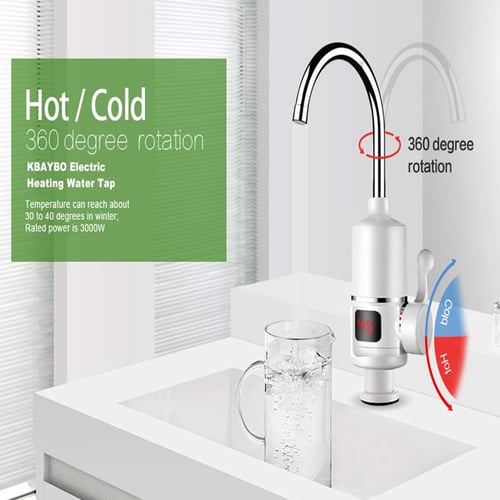 3000W Temperature Display Instant Hot Water Tap Tankless Electric Faucet EU-PLUG