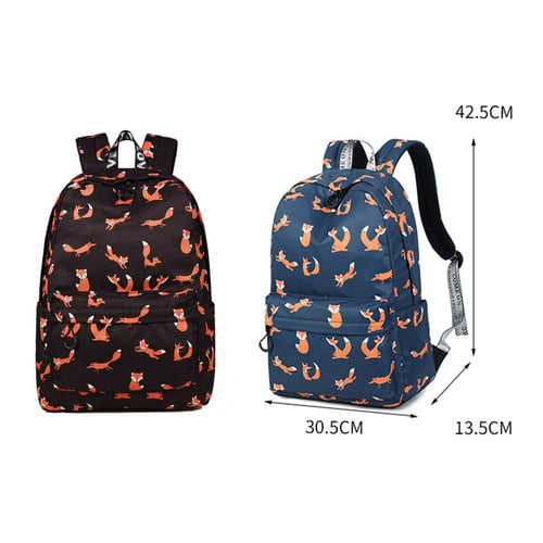 Cute Animal Fox Printing School Backpacks Waterproof Women Bag Laptop Backpacks 