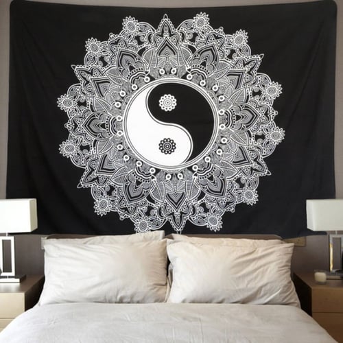 New Black & White Tapestry Wall Hanging Mandala Traditional Coton Print Bohemian 