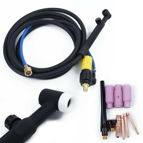 Set Of WP 17V Tig Welding Head Torch Flexible Head W/ Gas Valved 35/50 4M Cable