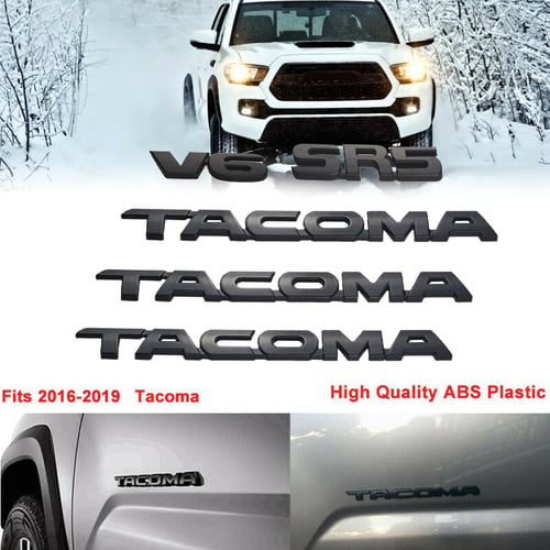 2pcs Black 3D Raised Tailgate ABS Plastic Letters for Tacoma Trunk Car Door Tailgate Decal Emblem Sticker Badge 