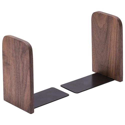 Book End Wood BookEnds Heavy Duty Book Stand Walnut Wooden