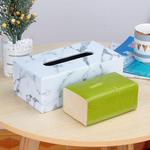 PU Leather Tissue Box Cover Floral Rectangle Paper Home Car Decor Storage Case