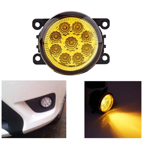 12V LED Fog Light Lamp W/ Yellow Lens For Ford Focus Honda Subaru Nissan Suzuki