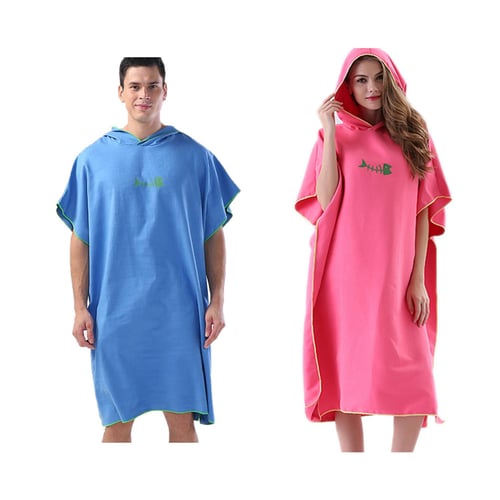 New Adult Mens Changing Robe Towel Bath Hooded Beach Towel Poncho Bathrobe Towel