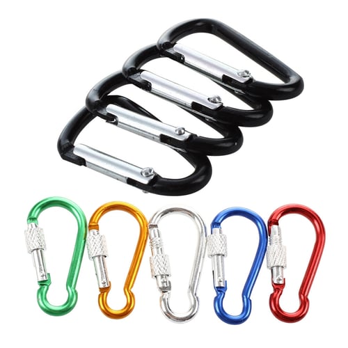 Hot 10pcs Aluminum Alloy D Carabiner Spring Snap Clip Hooks Keychain Quickdraws 