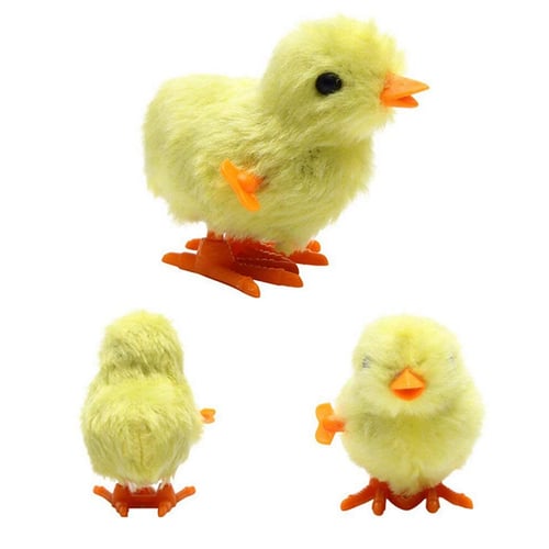 Funny Plastic Toy Chick Stuffed Plush Fuzzy Walking Chicken Wind-Up For Easter 