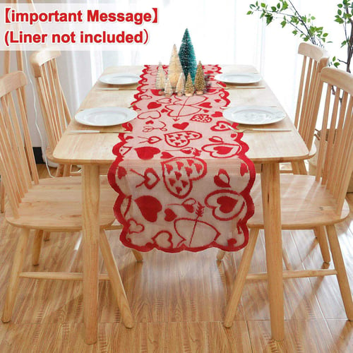 Red Vintage Lace Table Runner Mats Wedding Party Valentine's Day Dining Decor 