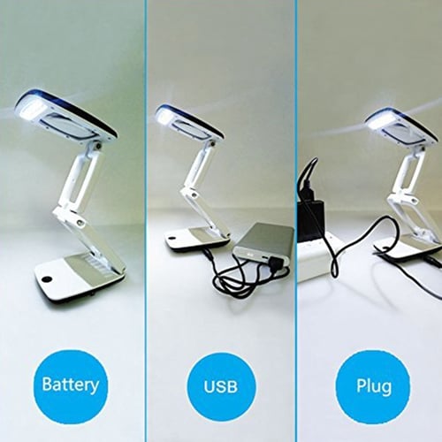 Lighted Desk Magnifying Glass Lamp With, Portable Magnifier Desk Lamp