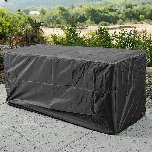 Deck Box Cover Black Waterproof UV Protection 210D Oxford Deck Box Cover with Zipper Outdoor Rectangular Table Covers Deck Storage Box Cover 