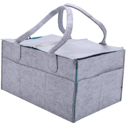 Baby Organizer Caddy Felt Changing Nappy Kids Storage Carrier Bag Grey Container