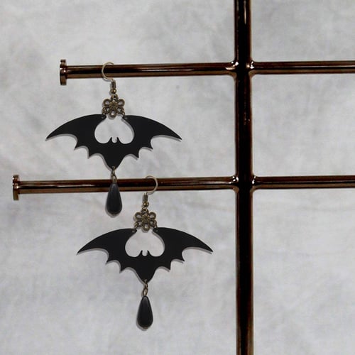 Spooky Bat Earring Holders New Version Spiderweb bats Coffin