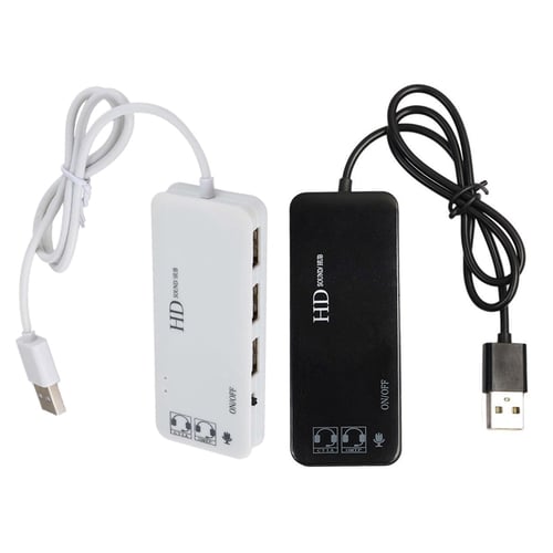 3 Port USB2.0 Hub with External Sound Card Headset Microphone Adapter for Laptop 