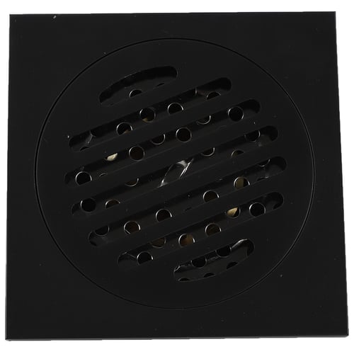 Invisible Shower Floor Drain Tile Insert 4 Inch Square Shower Floor Drain Removable Cover Color : Black Brass Bathroom Drainer with Hair Strainer for Kitchen Washroom Garage Basement