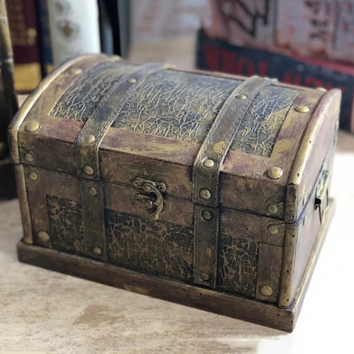 2PCS Handmade Wooden Vintage Small Antique Box Organizer Chest for Treasure Home 