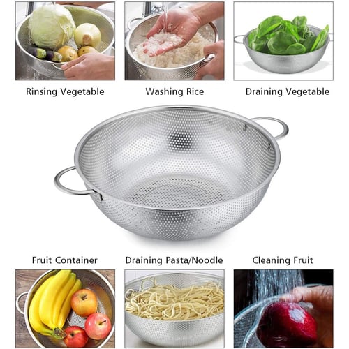 Rice Washing Nesting Bowl Sink Dish Drainer Stainless Sieve A 16.5cm 