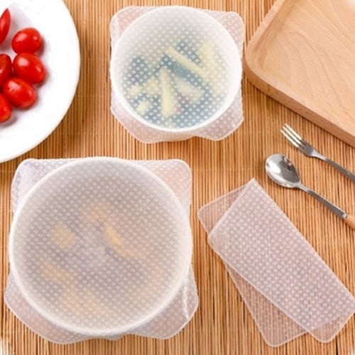 8X Reusable Silicone Seal Wrap Stretch Lid Microwave Food Fresh Bowl Cover