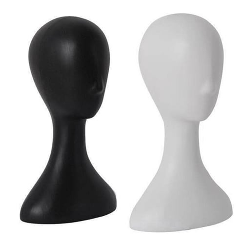 2pcs Black Styrofoam Mannequin Manikin Head Model Wigs Glasses Display Stands 