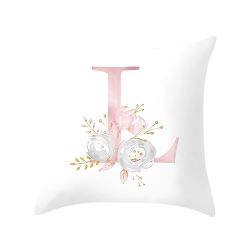 18" 26 Letters Floral Polyester Pillow Case Cover Sofa Waist Cushion Home Decor 