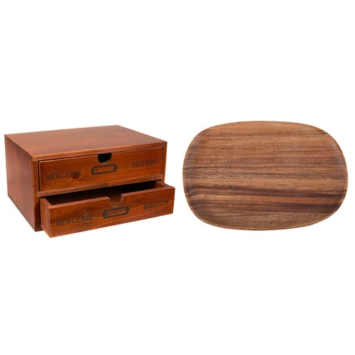 1pcs Small Wood Desktop Organizer, Small Wooden Storage Boxes With Drawers