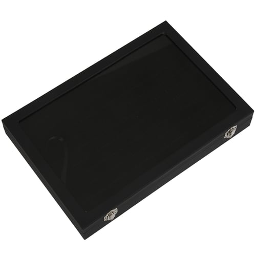 BD83-2F/931BK Large Black Display Case with Detachable Lid and Black Velvet Pad 