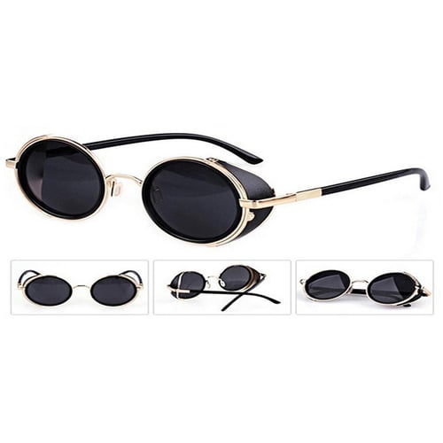 Fashion Metal Sunglasses Round Face Visor Glasses For Men And Women 2Pairs 
