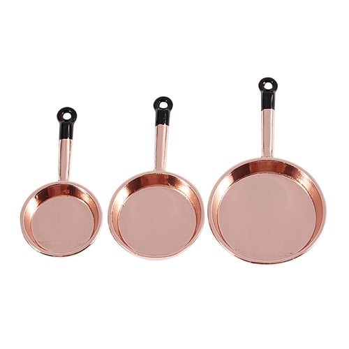 New Copper Cooking Pan Pot 1/12 Dollhouse Miniature Kitchen Cookware Accessories 
