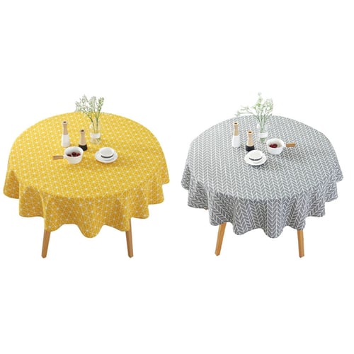 2pcs 150cm Cotton And Linen Round, What Size Rug For 55 Inch Round Tablecloth