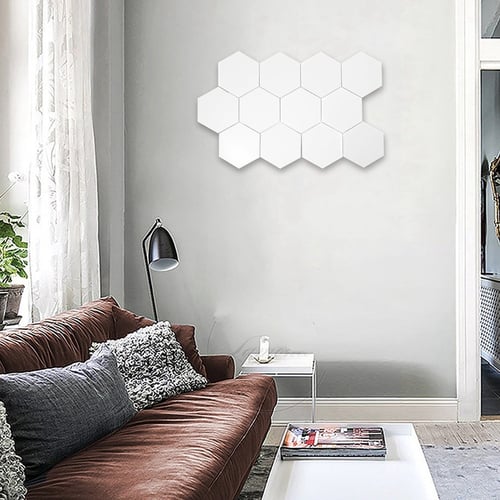 Modern 12pcs 3D Mirror Geometric Hexagon Acrylic Wall Sticker Decor Art DIY S 
