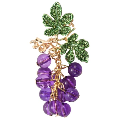 Scarf Buckle Fruit Badge Grape Brooch Pins Enamel Corsage Purple Rhinestone