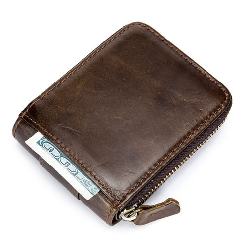 BULLCAPTAIN Genuine Leather Billfold Wallet RFID Blocking Vintage Men Women CHIC