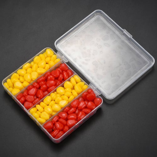 200Pcs Artificial Corn Fishing Soft Plastic Lure Set Flavor with Storage Box 
