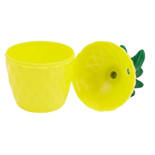 Plastic Pineapple/Coconut Drink Cup With Straw Luau Beach Tropical Party Barware 