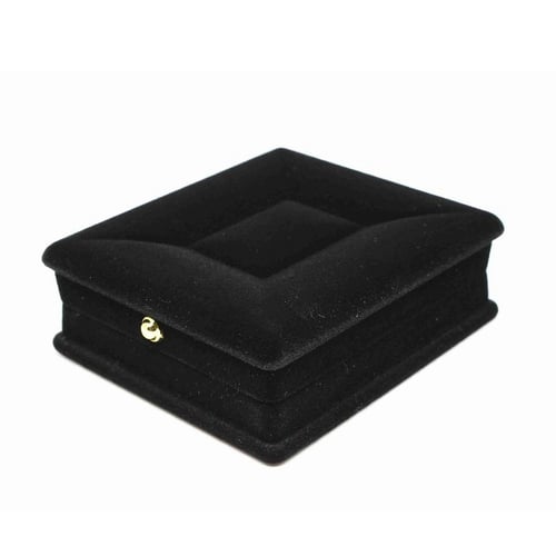 Black Velvet Square Ring Necklace Chain Jewelry Storage Gift Box 
