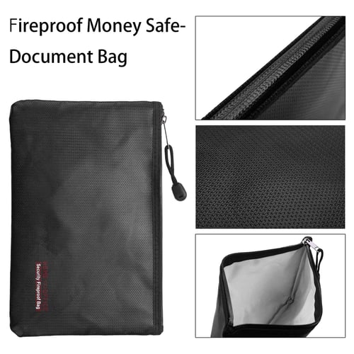 3X Fireproof Document Bags Waterproof Money Bag File Folder Cash Pouch Safe Case 