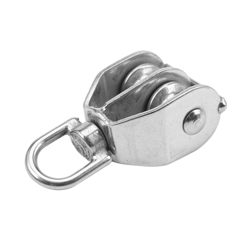Double Wheel Pulley Stainless Steel Double Pulley Block for Wire Rope Chain Traction Wheel 